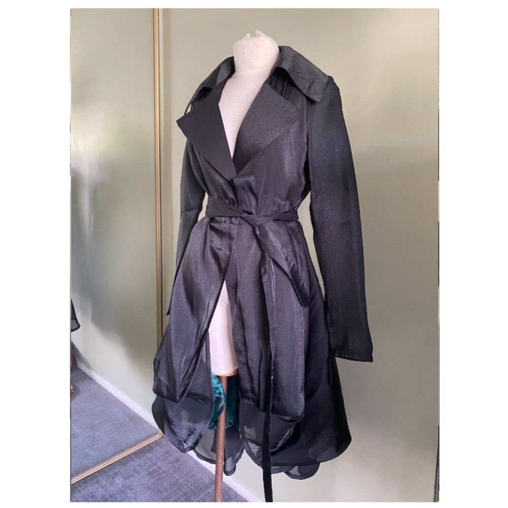 Pinup Girl Clothing - Sheer Black & Green Trench Coat - NWT -  SZ M